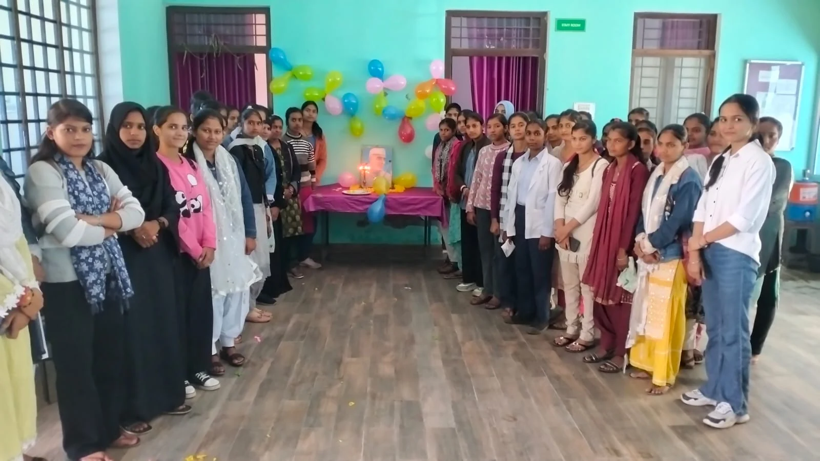 Students and faculty taking part in a college activity