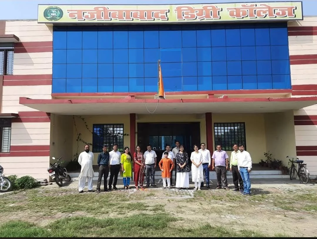 Students outside the Najibabad Degree College campus entrance
