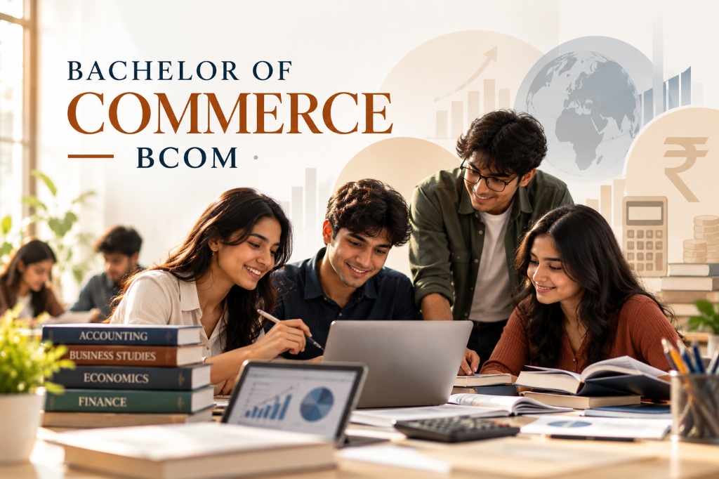 Bachelor of Commerce students studying accounting and business