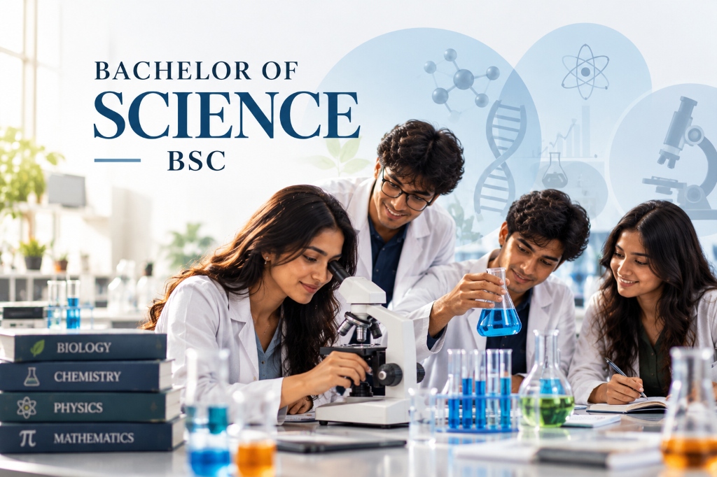 Bachelor of Science students conducting experiments in science laboratory
